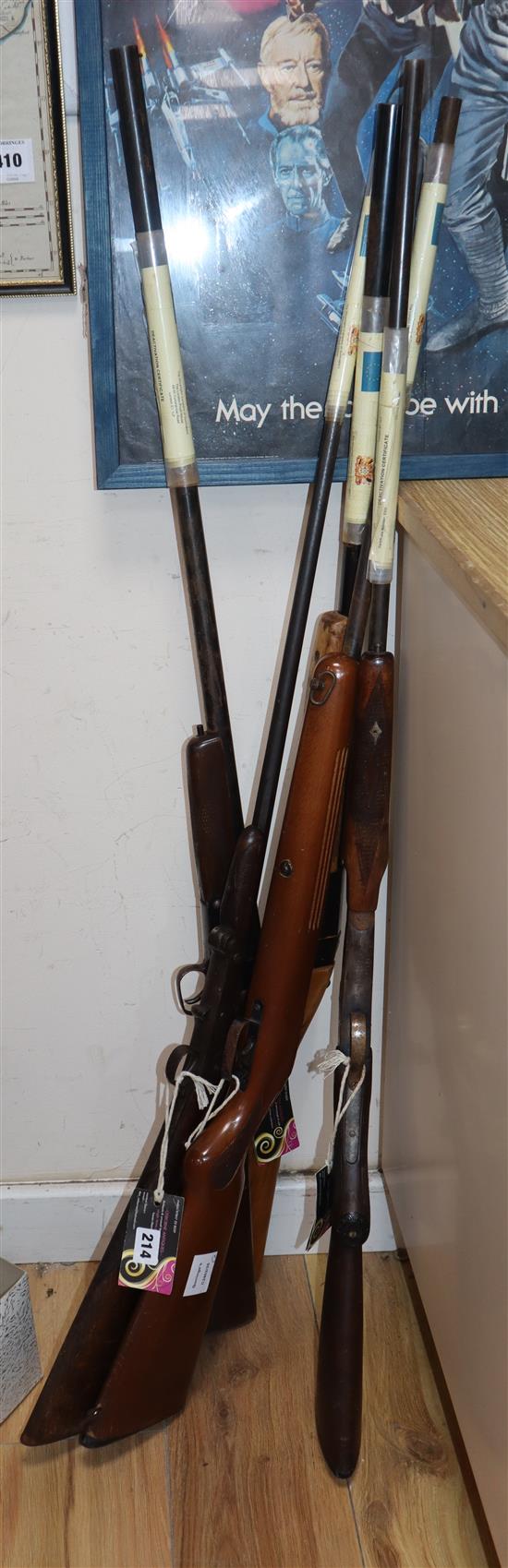 Five de-activated guns with certificates